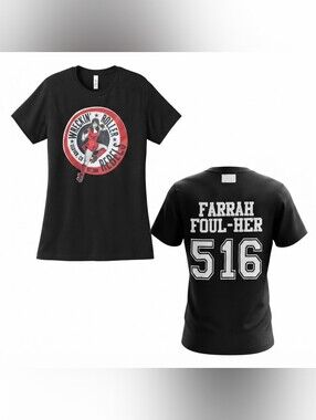 Wreckin Roller Rebels Farrah Foul-Her 516 Roller Derby Black T-Shirt L